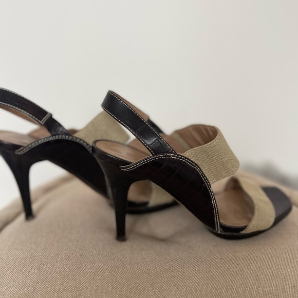 Donald J Pliner platform Healed Sandals slip canvas and leather - Picture 4 of 12